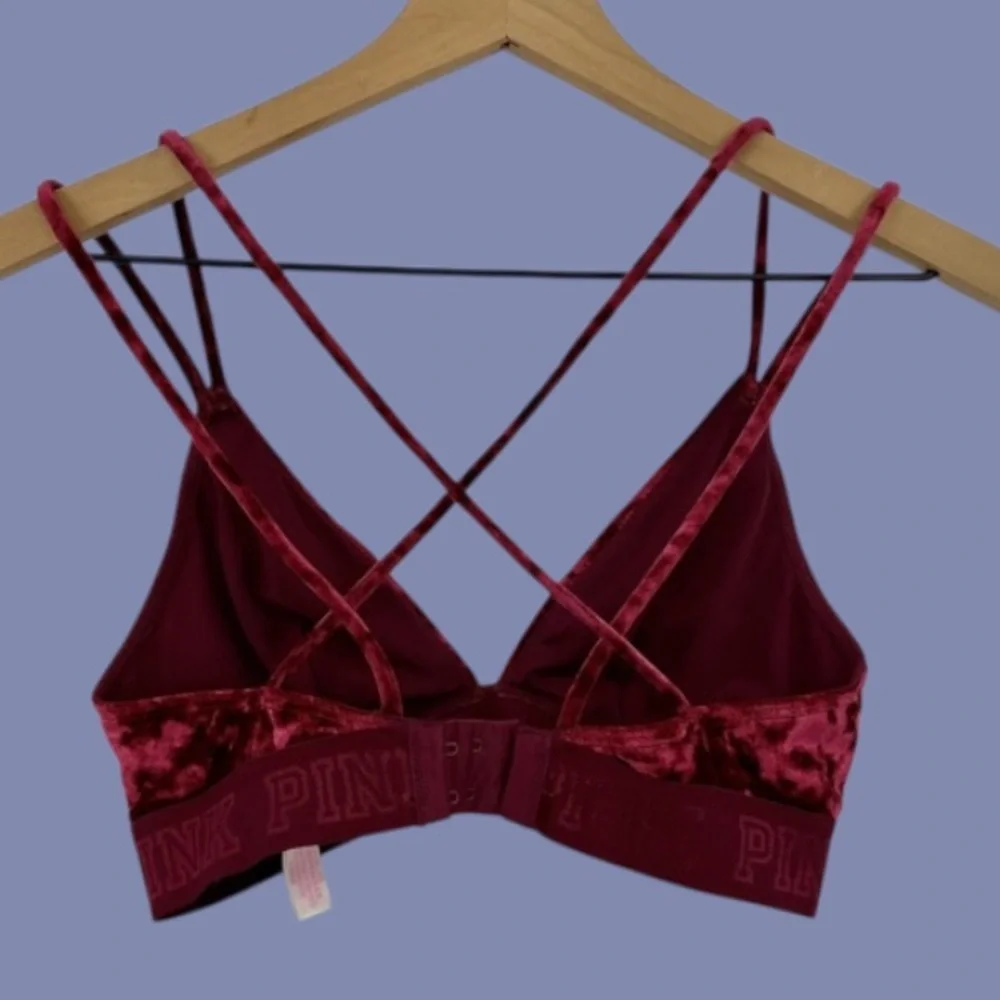 Victoria’s Secret Velvet triangle red wine colored bralette size Medium